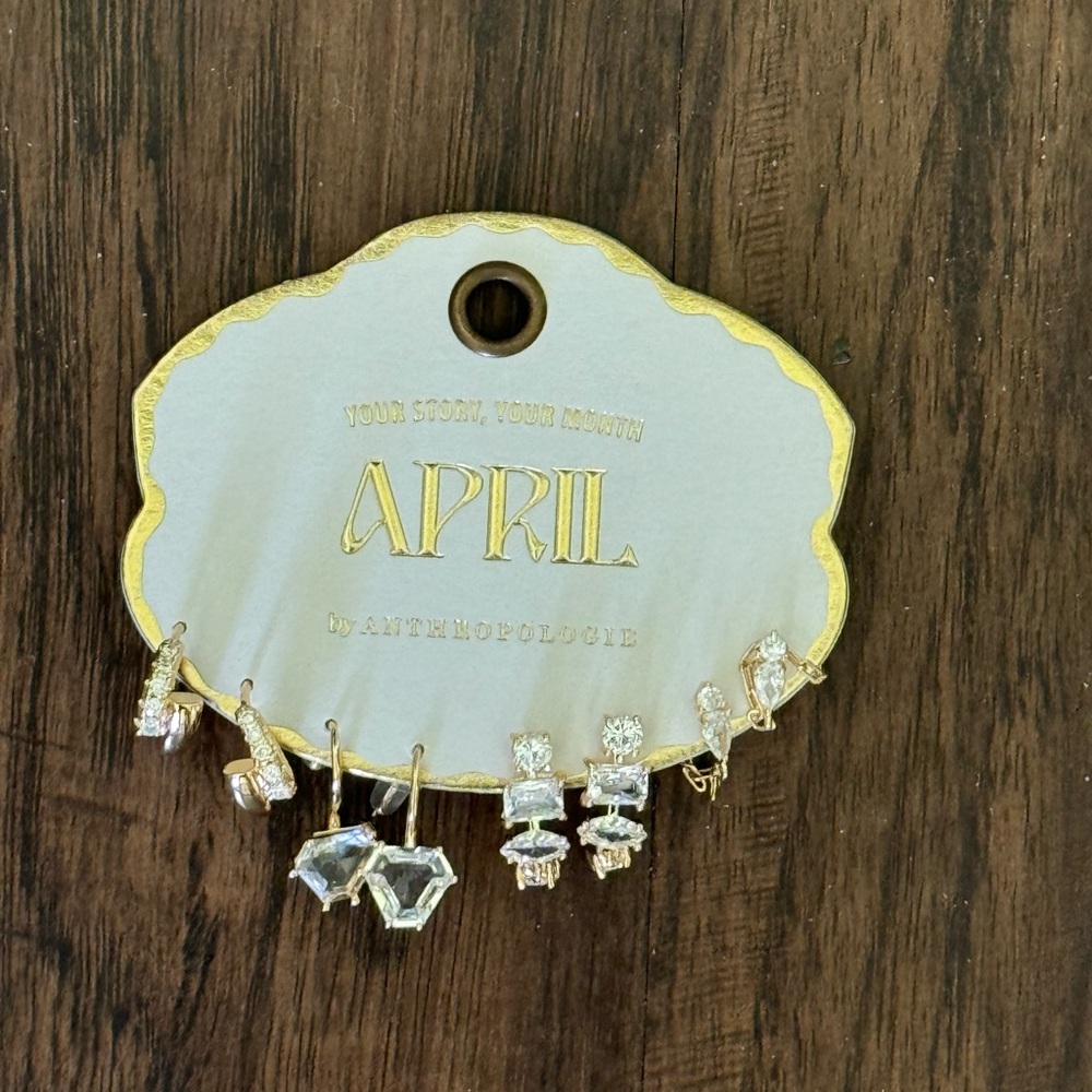Anthropologi birthstone huggie earrings set of 4